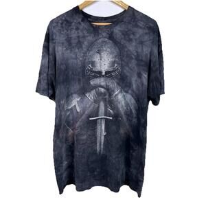The Mountain Medieval Knight Distressed Tie Dye Graphic Gray Size Large